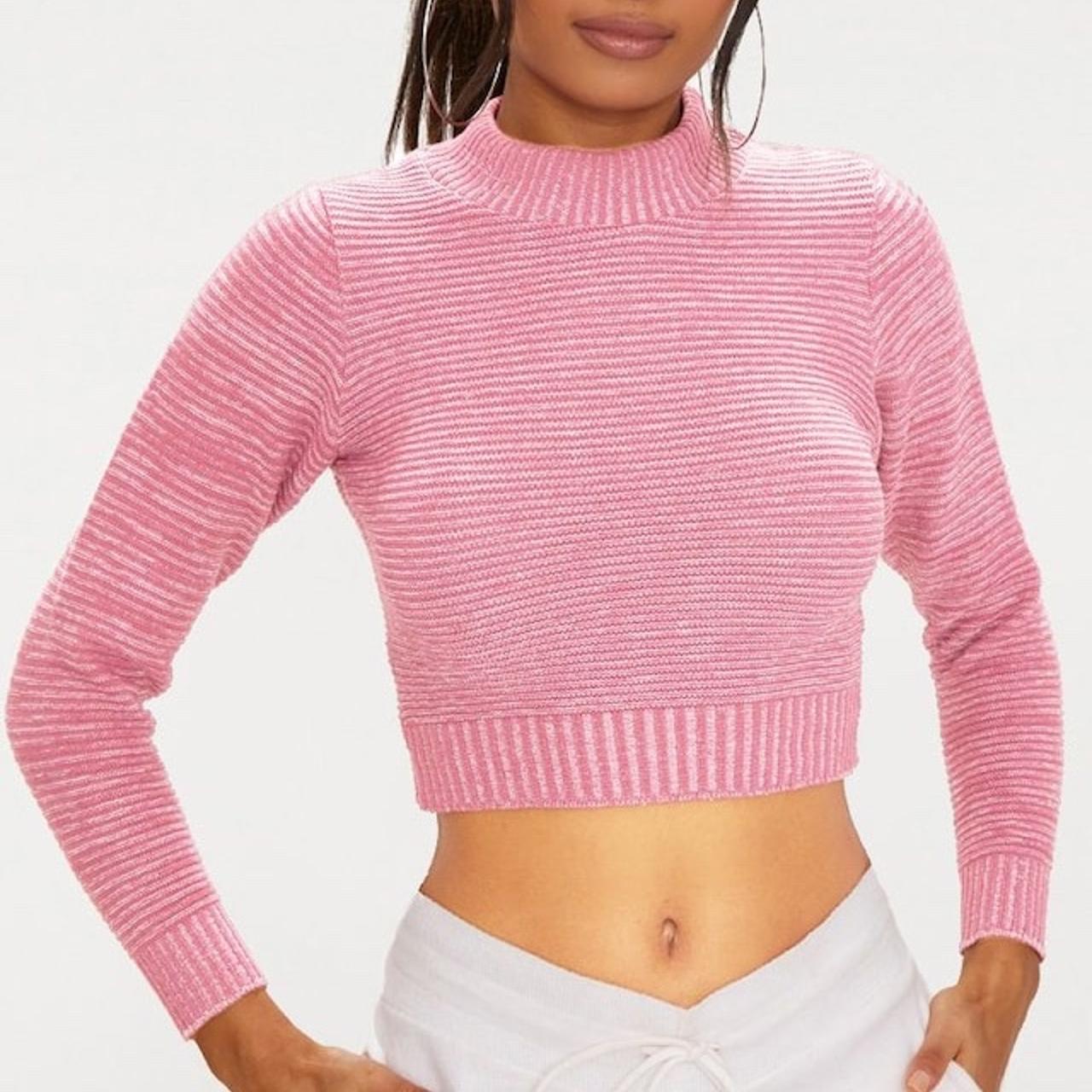 pink cropped knitted jumper