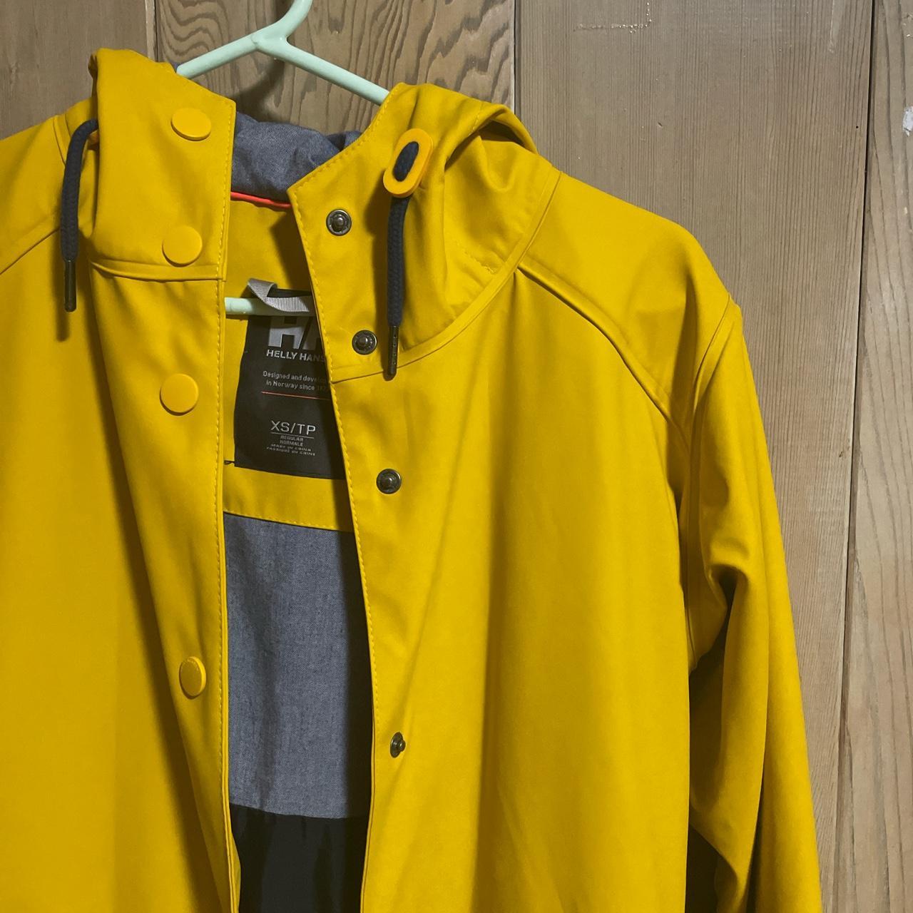 practically new, button-up, yellow raincoat, stops... - Depop