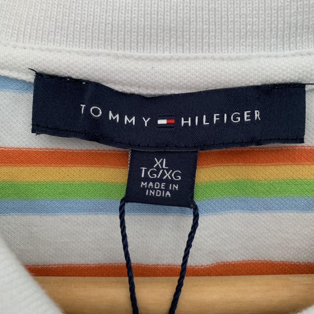 🌈🌈🌈 rainbow color way pattern Tommy Hilfiger button... - Depop