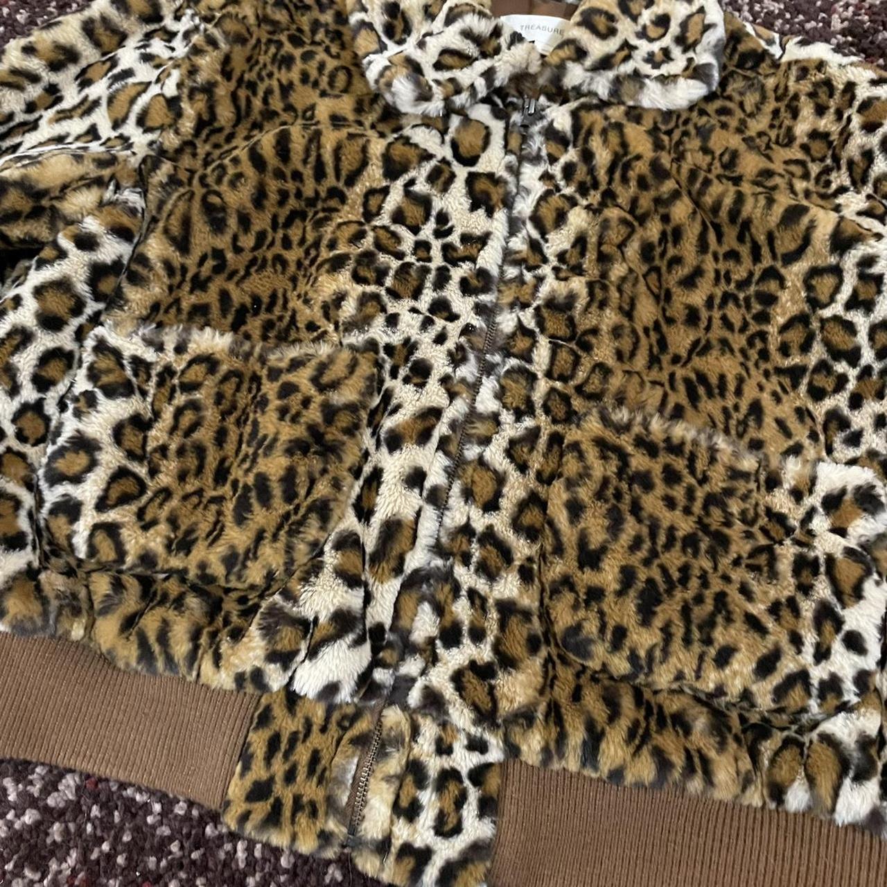 leopard print fluffy jacket, perfect condition... - Depop