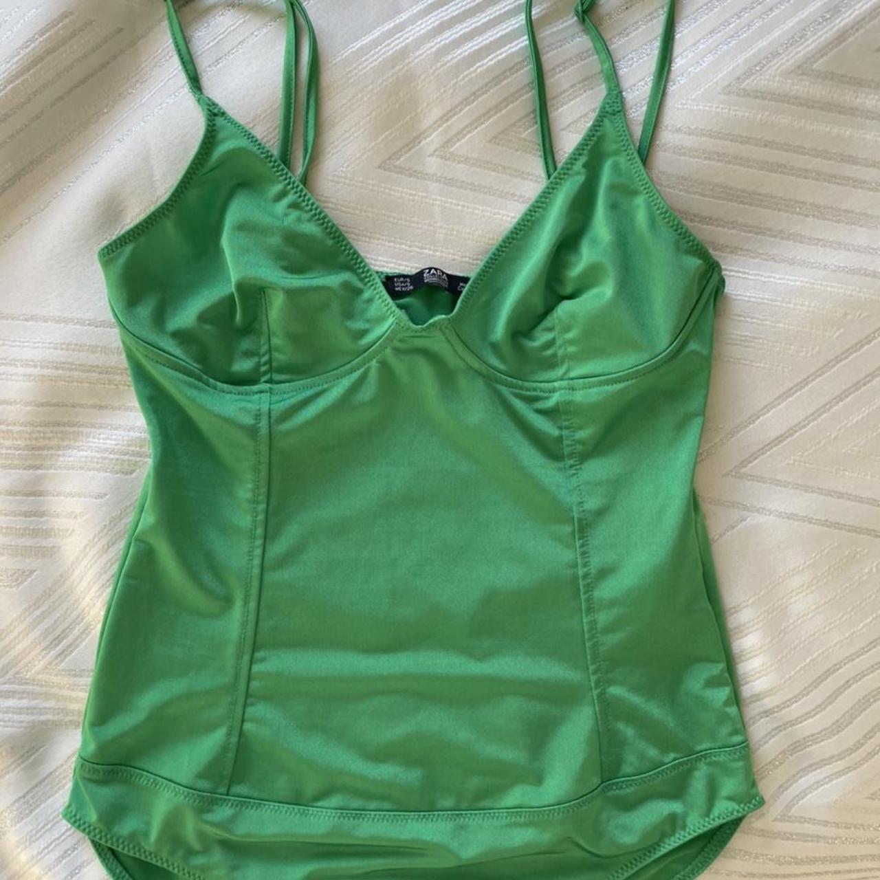 Zara green bodysuit Size Small - Depop