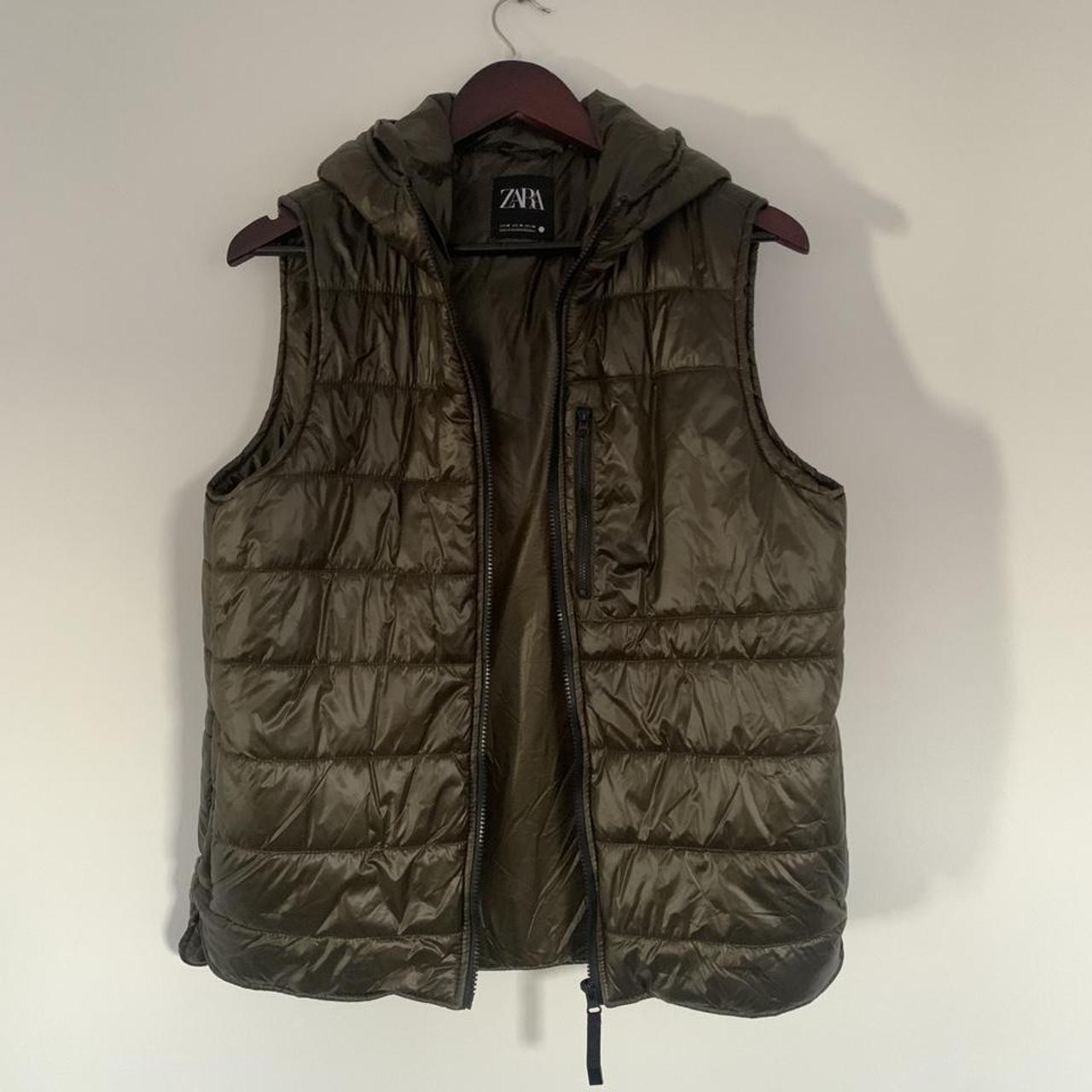 Zara Puffer Gilet. Khaki green. Women’s M. No flaws,... - Depop