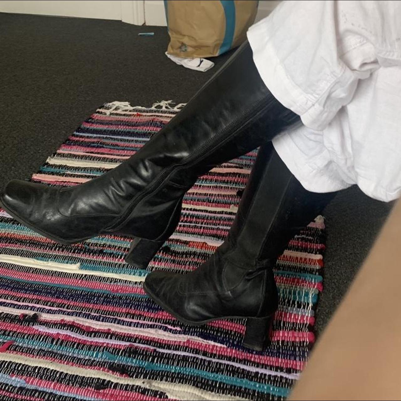 Clarks Real Leather Square Toe Knee high boots. Very... - Depop