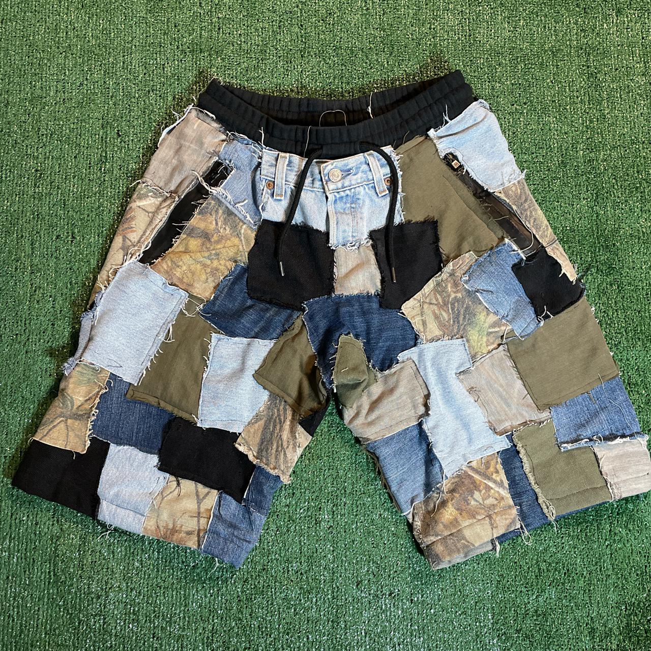 1 of 1 Custom Denim Patchwork Shorts, These took...