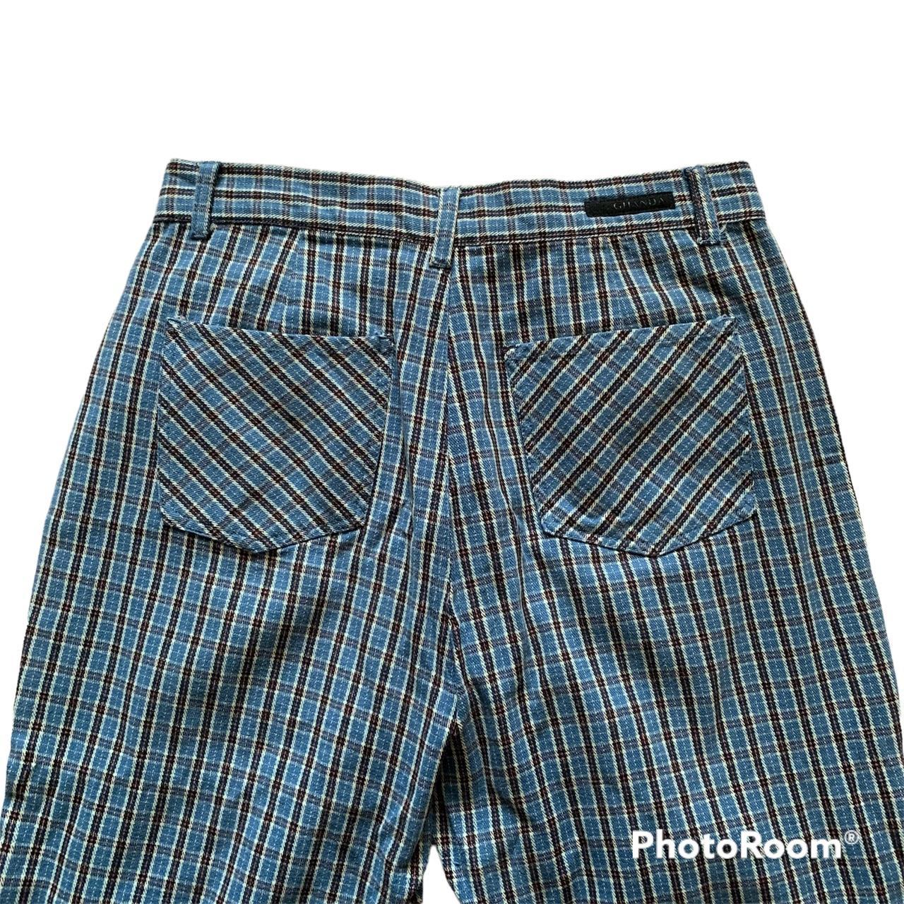 Ghanda blue checkered straight leg pants size 12... - Depop