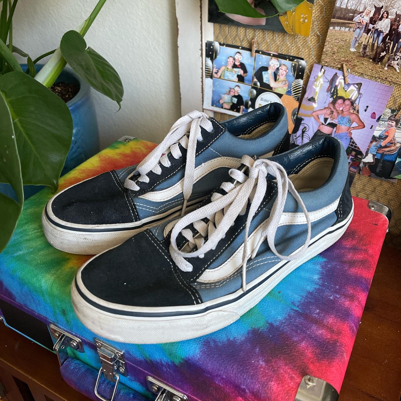 Old School Vans, Blue Suede., They Are In Good... - Depop