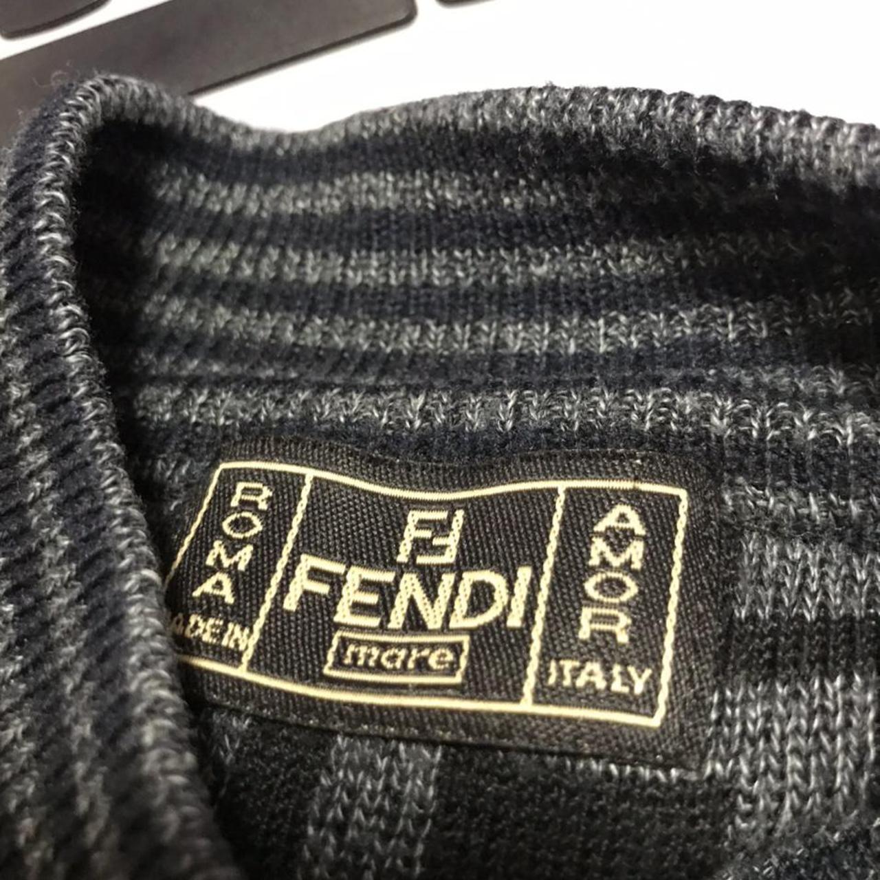 FENDI Vintage Zucca Monogram Knit Top 42 Pullover Gray Cotton
