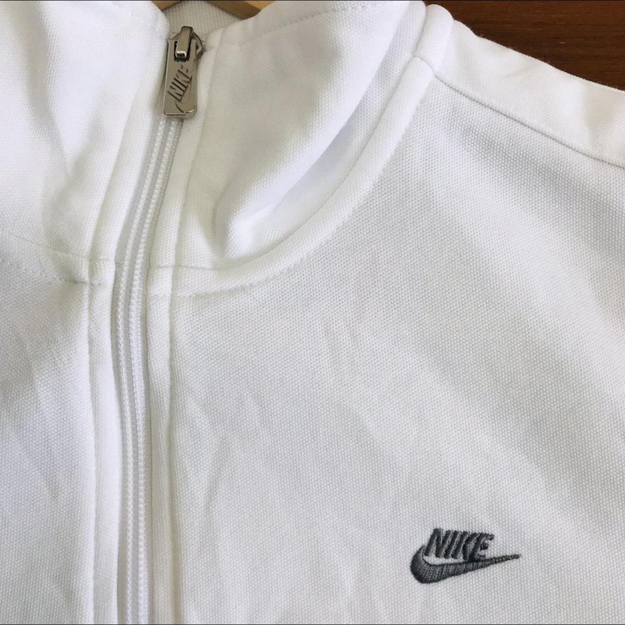 White Nike 90s style track jacket/ zip up hoodie. In... - Depop