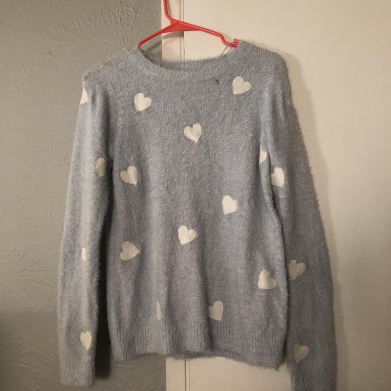 Super soft fuzzy sweater with faux leather hearts on... - Depop Super soft fuzzy sweater with faux leather hearts on... - Depop
