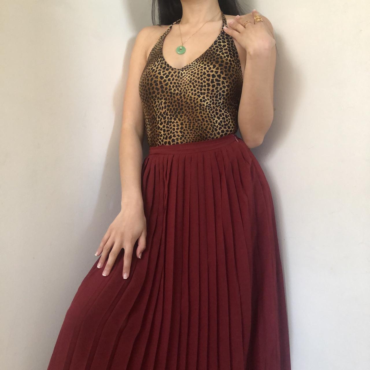 Burgundy pleated outlet maxi skirt