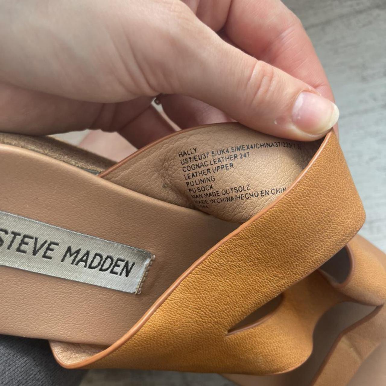 Steve Madden Platform Flat Form Leather Tan Sandals Depop