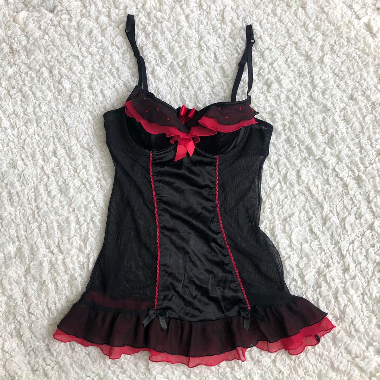 Dead stock Lasenza corset top 🌹 Black mesh and satin... - Depop