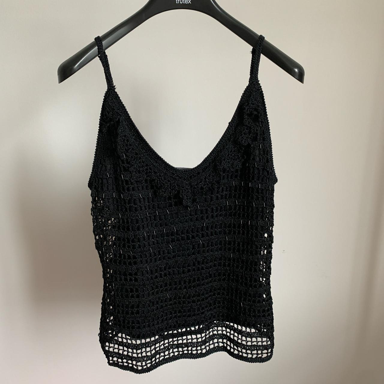 beaded black vest / crop top. intricate bead work... - Depop