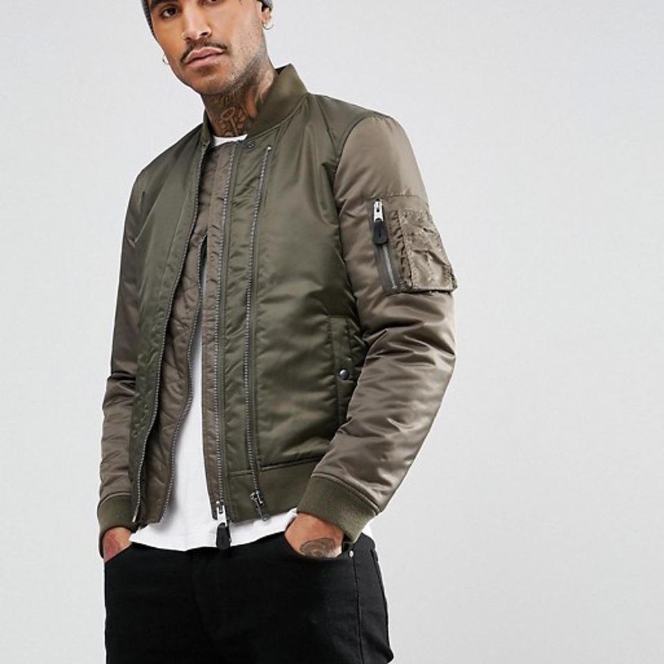 All saints clearance khaki bomber jacket