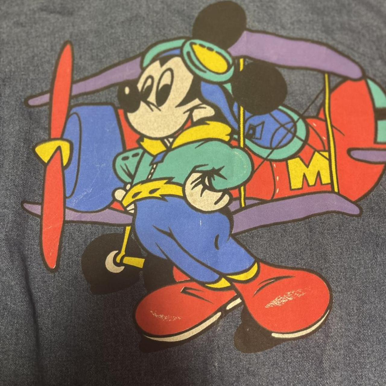 Rare Vintage Mickey Mouse Airplane Disney Store shops Jean Jacket