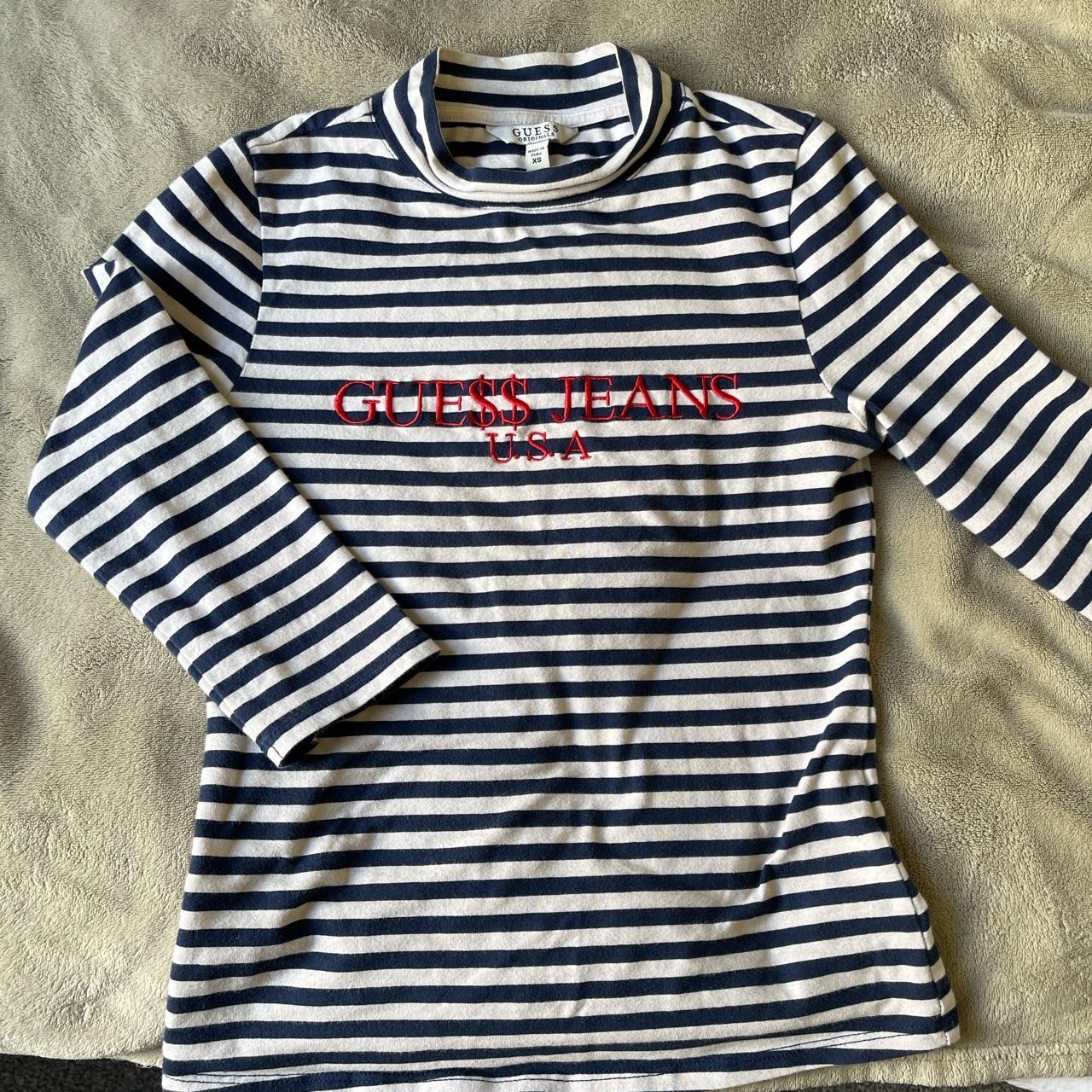 guess striped turtleneck