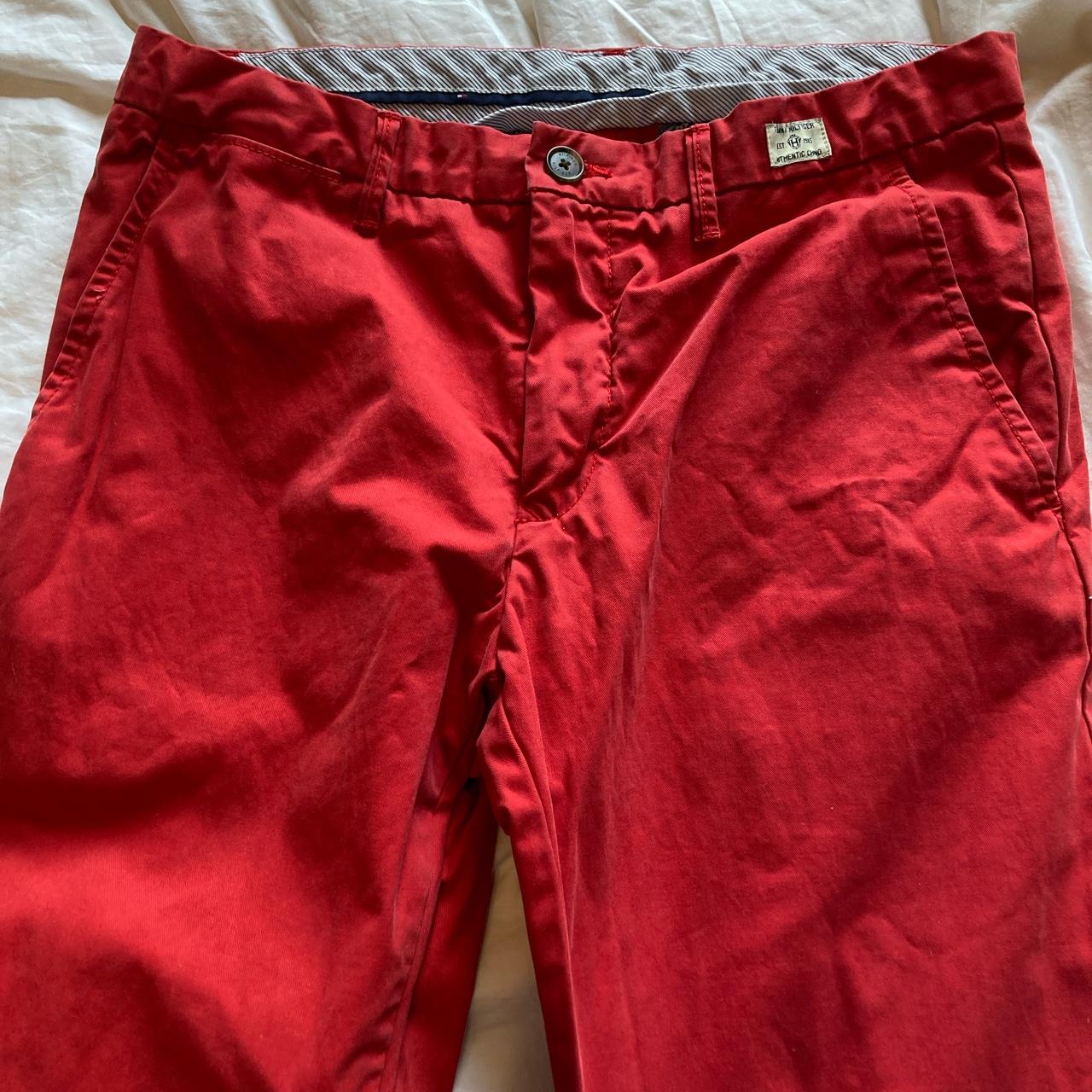 Tommy Hilfiger Men's Red Trousers | Depop