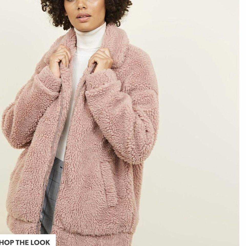 Pink teddy coat new look hotsell