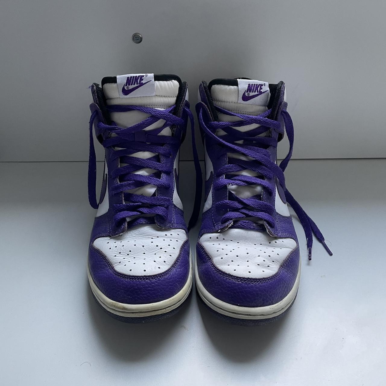 Nike dunk high in purple colour way Size 8 Good... - Depop