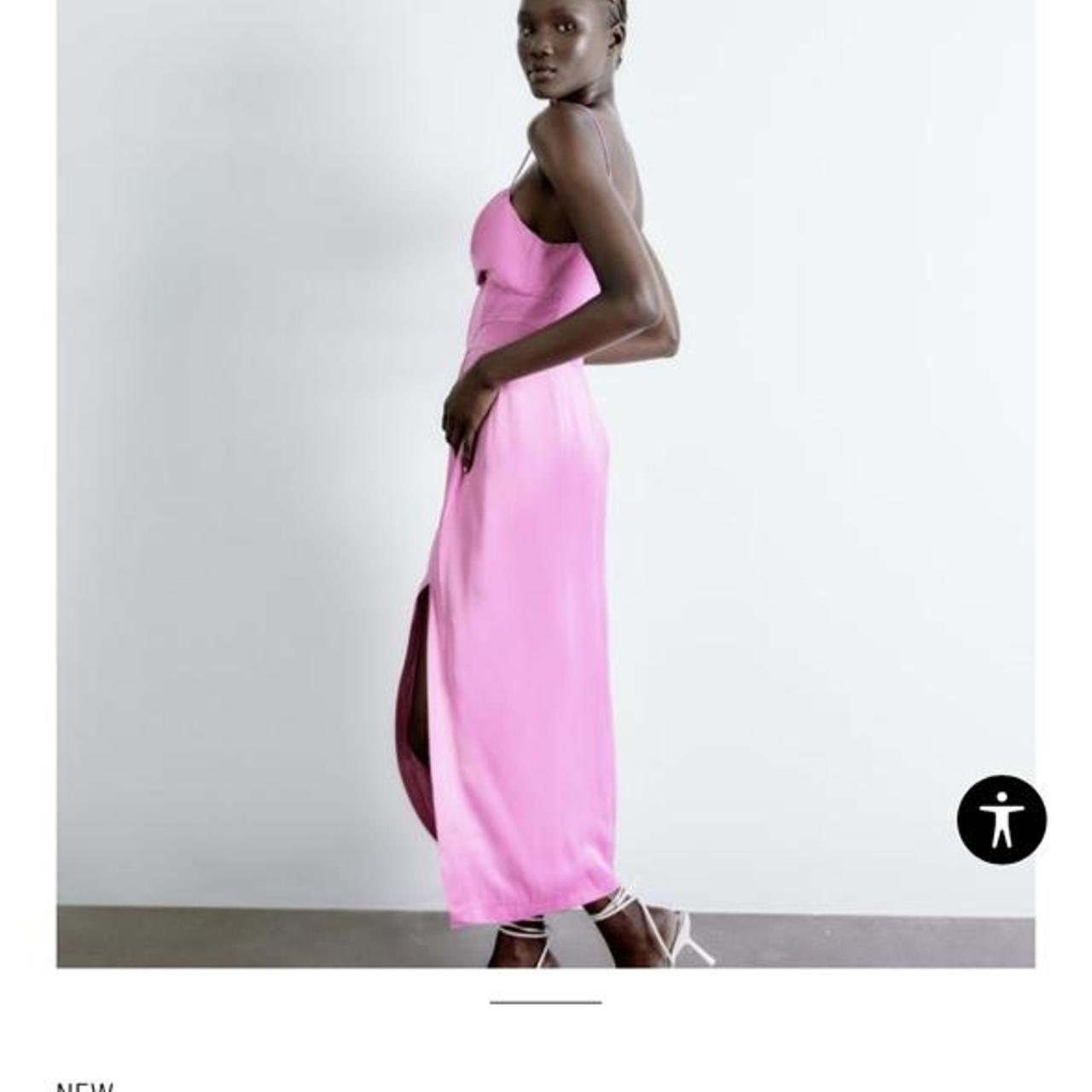 Zara corset style satin midi dress with slit Wore... Depop