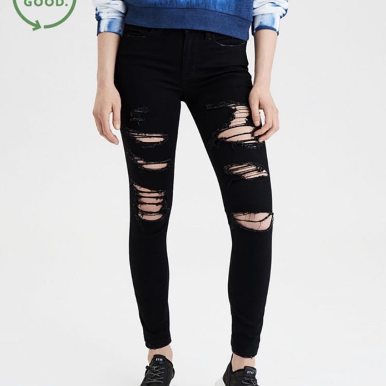 american eagle black distressed ripped