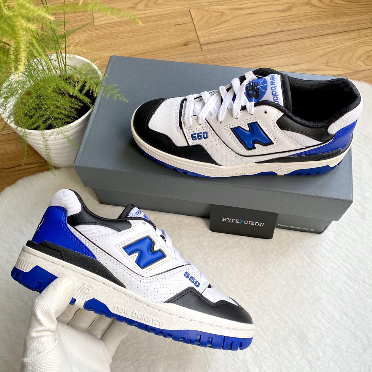 new balance 550 white royal black