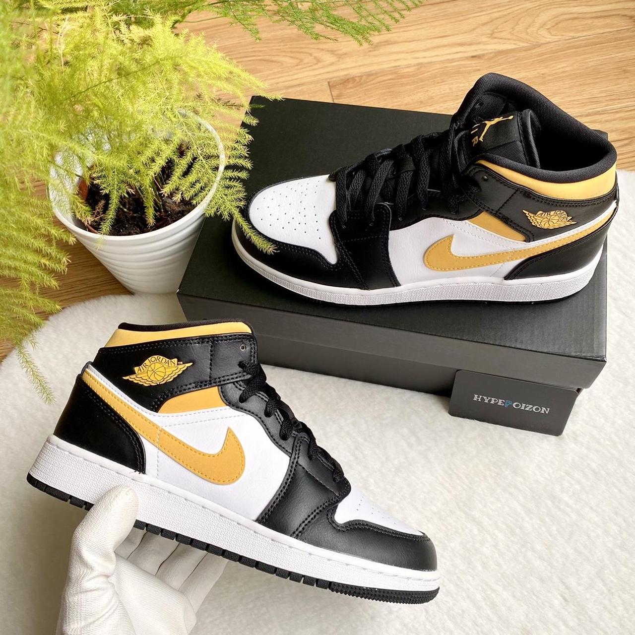 Nike Air Jordan 1 Mid White Pollen Black... - Depop