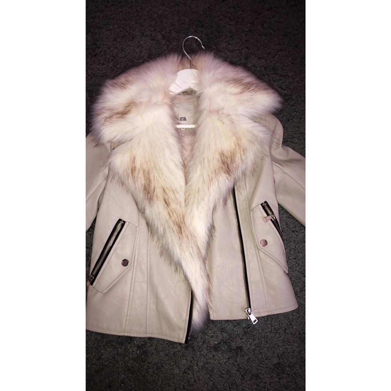 River island cream leather jacket with Depop