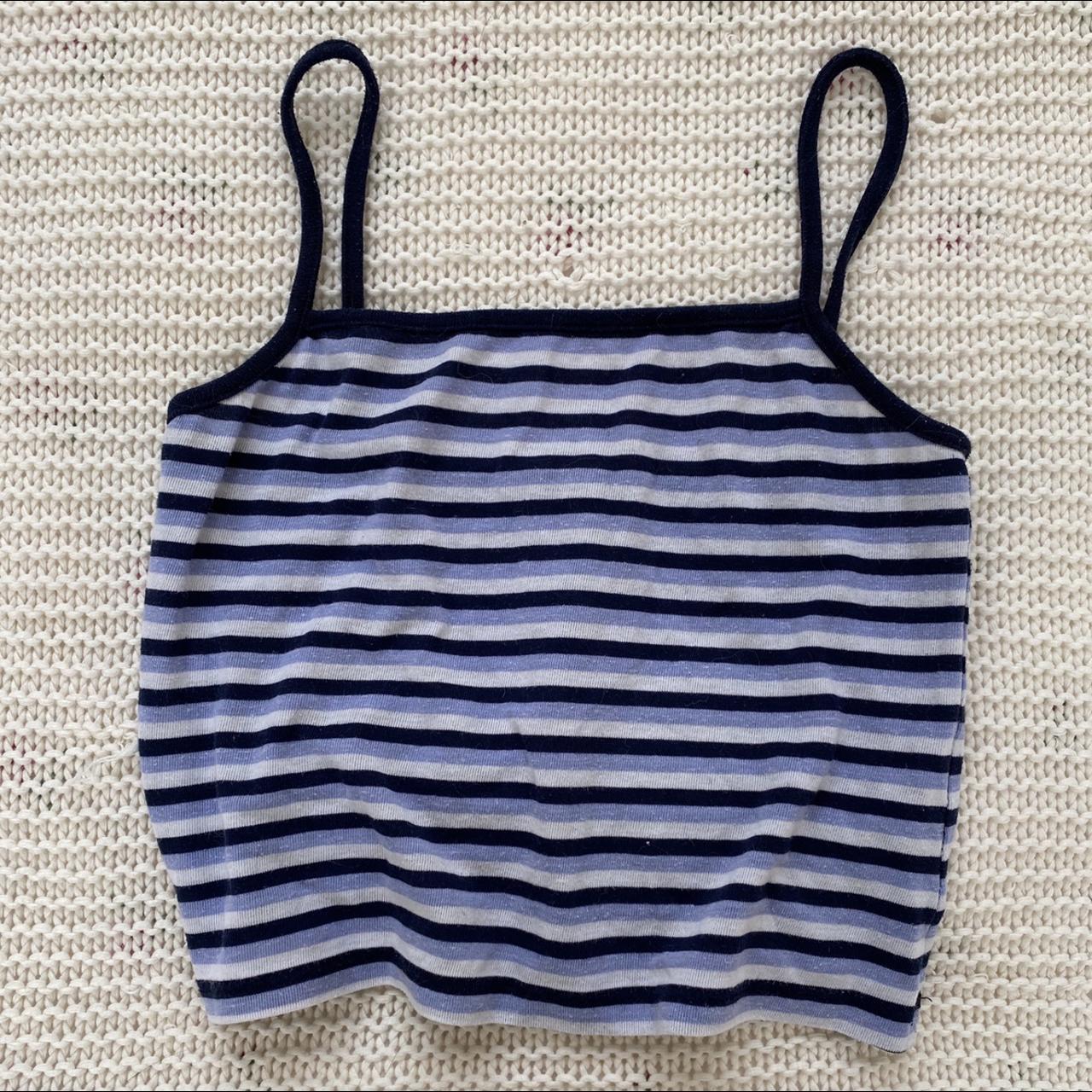 brandy melville crop cami top in blue horizontal... - Depop