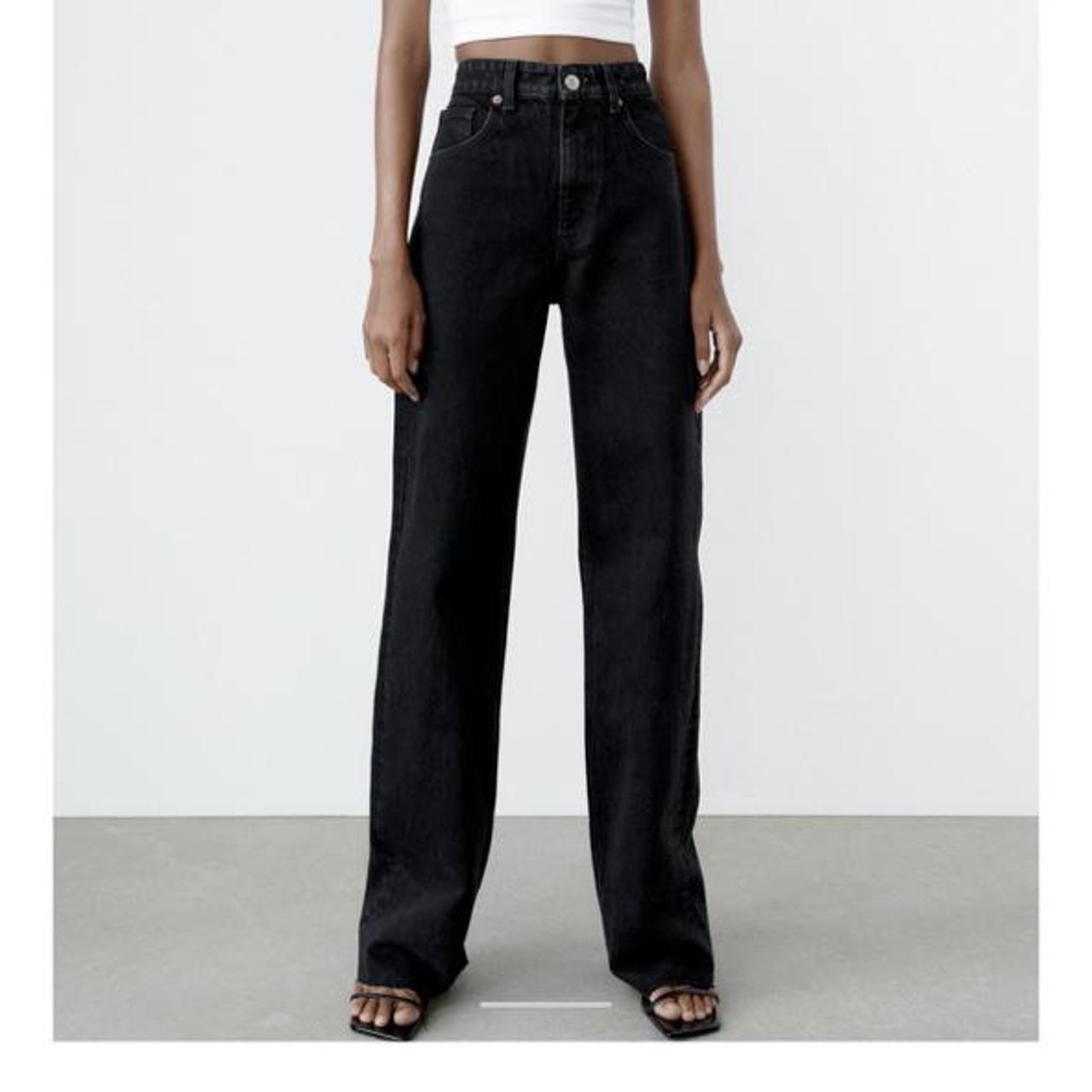 zara high rise wide leg jeans black