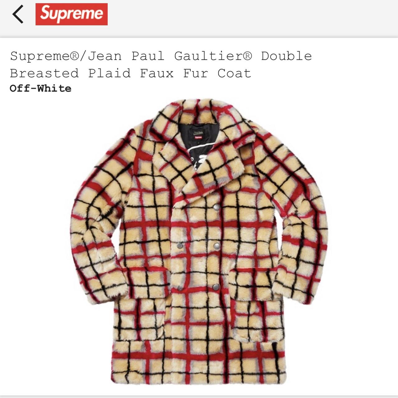 Double Breasted Plaid Faux Fur Coat 白M Supreme Off White Medium Jean Paul Gaultier Plaid Mixed Media Faux Leather Trench Coat - Multi Brown &frasl; XS