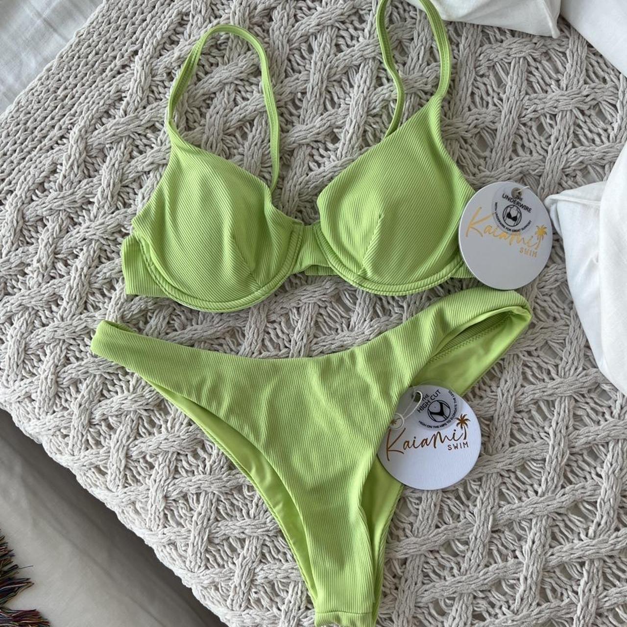 Lime green ribbed bikini from city beach Australia... Depop