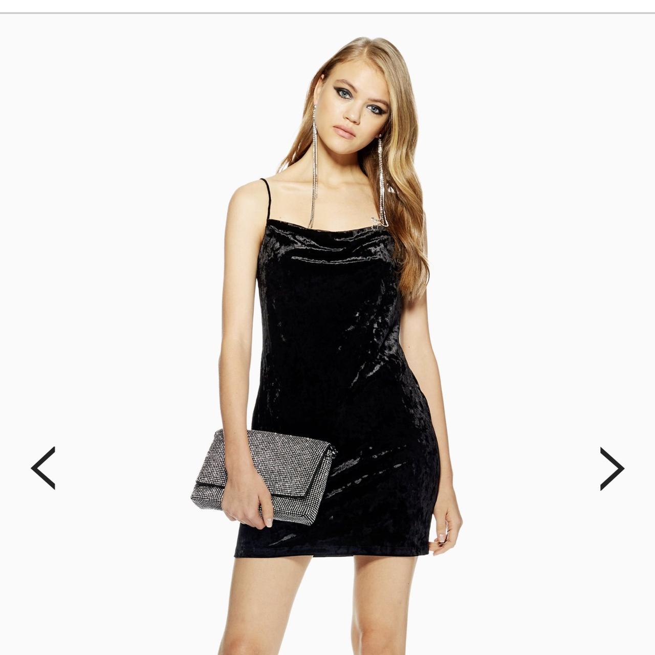 Top shop Black Velvet Mini dress; size 10; too big - Depop