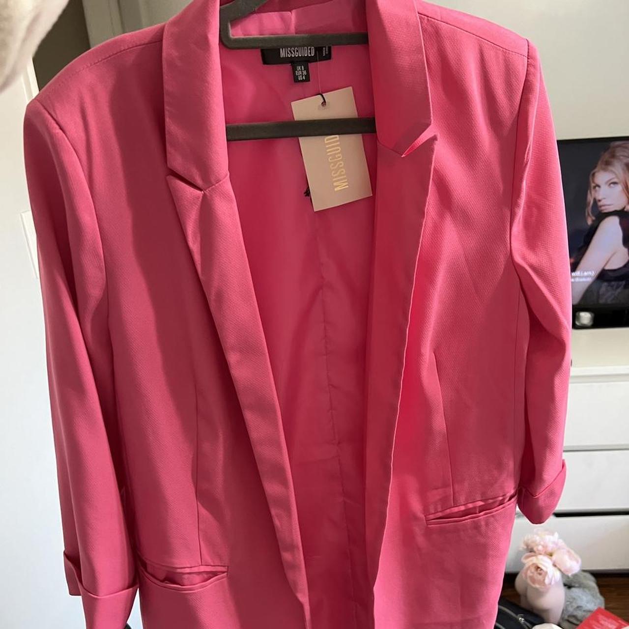 Missguided Pink Blazer. So So Cute And Never Worn - Depop