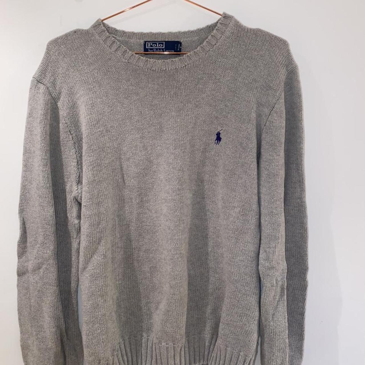 Ralph Lauren Grey Crew Neck || Grey knit jumper in... - Depop