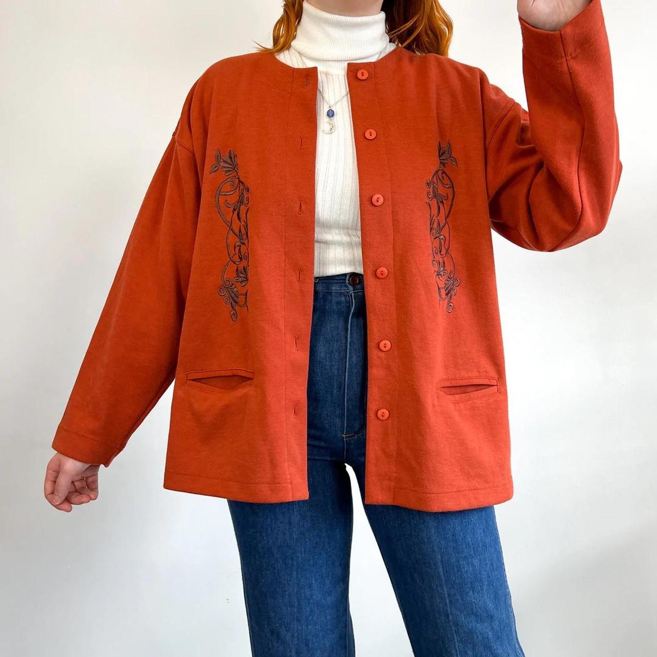 Beautiful vintage burnt orange cardigan sweater with... - Depop