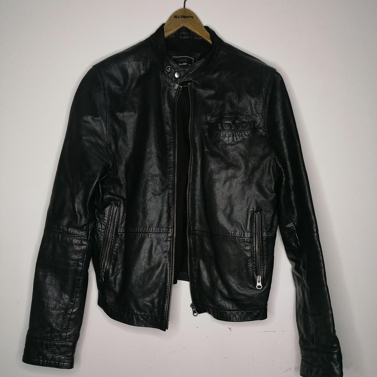 Topman Mens leather jacket 100% genuine Rrp... - Depop