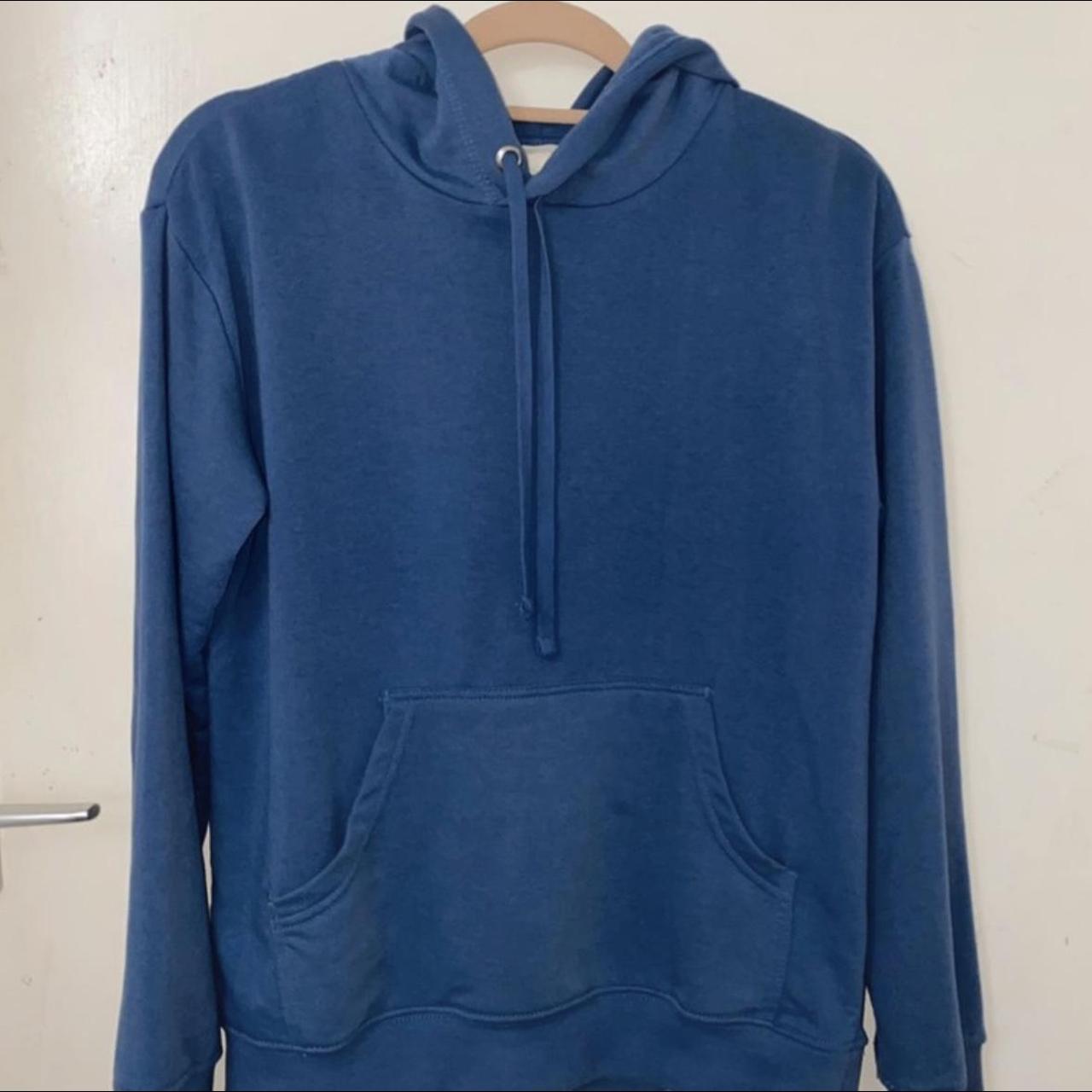 h&m blue basic hoodie – size xs can fit s – worn... - Depop