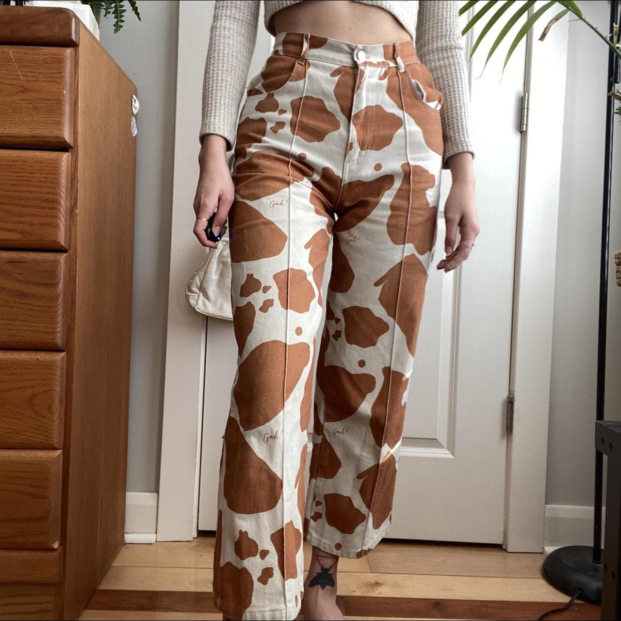 cow print mom jeans