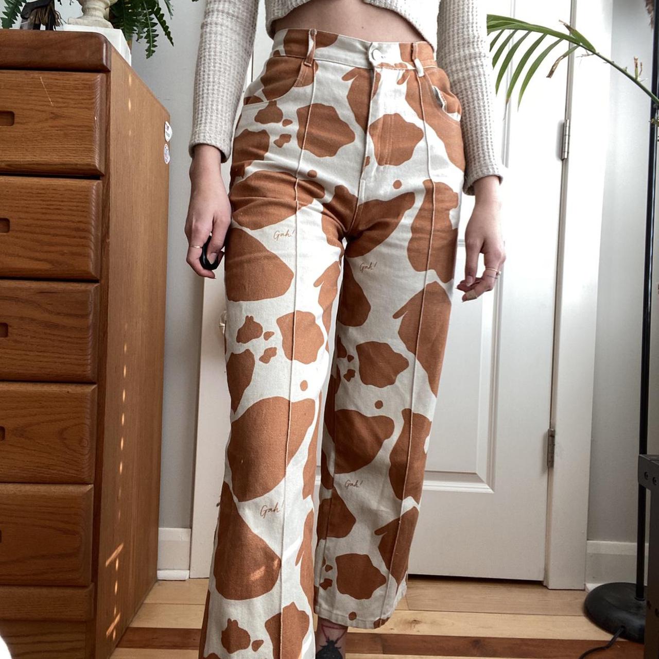 cow print mom jeans