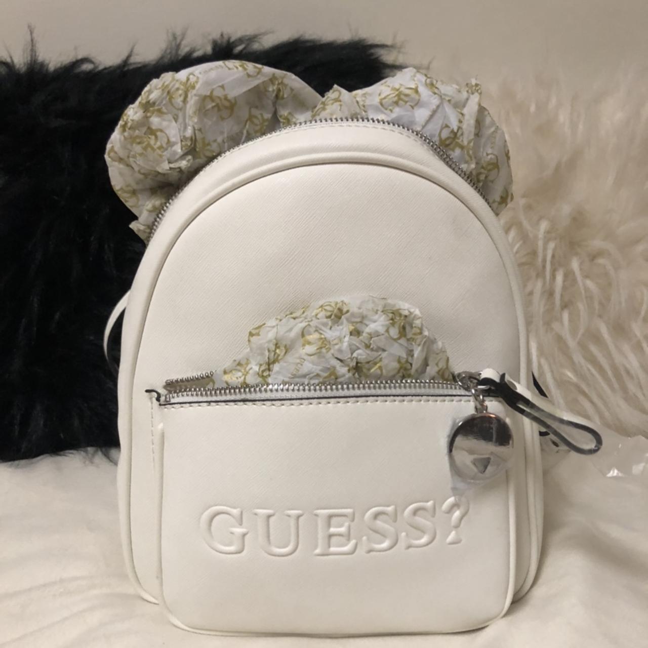 Guess white mini backpack best sale