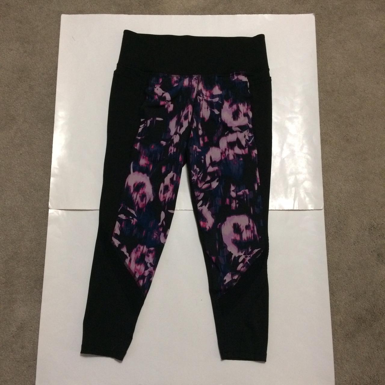 Lane Bryant Women S Black And Pink Leggings Depop