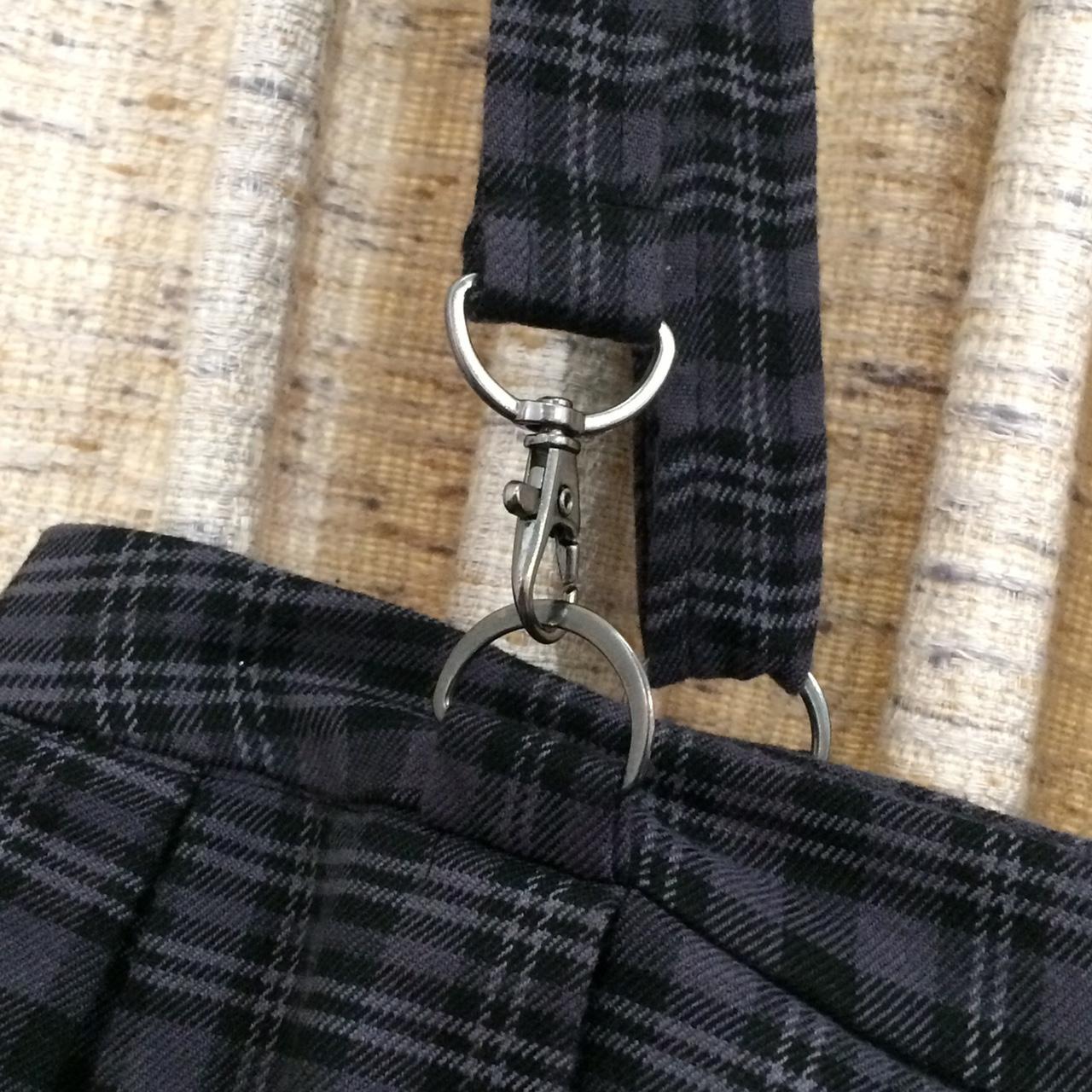 Black & Grey Plaid Suspender Skirt