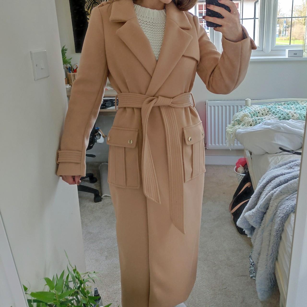 river island camel trench coat