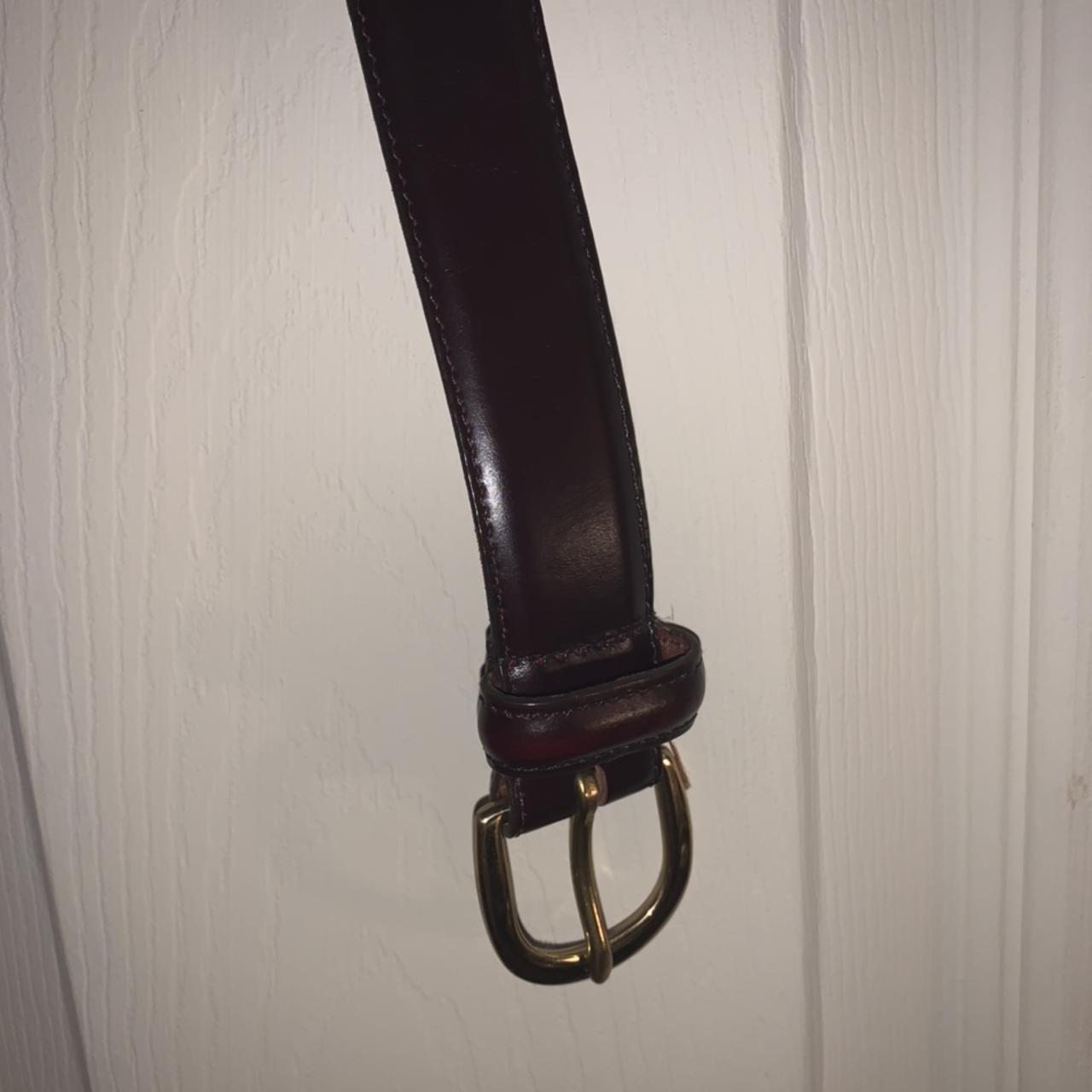 Dark brown leather Coach belt with brass fastener... - Depop
