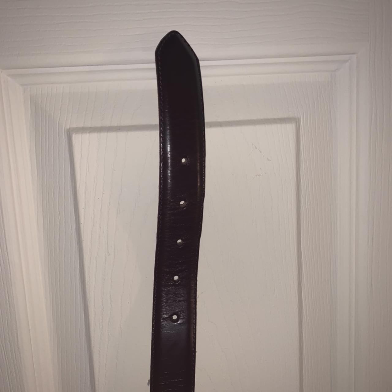 Dark brown leather Coach belt with brass fastener... Depop