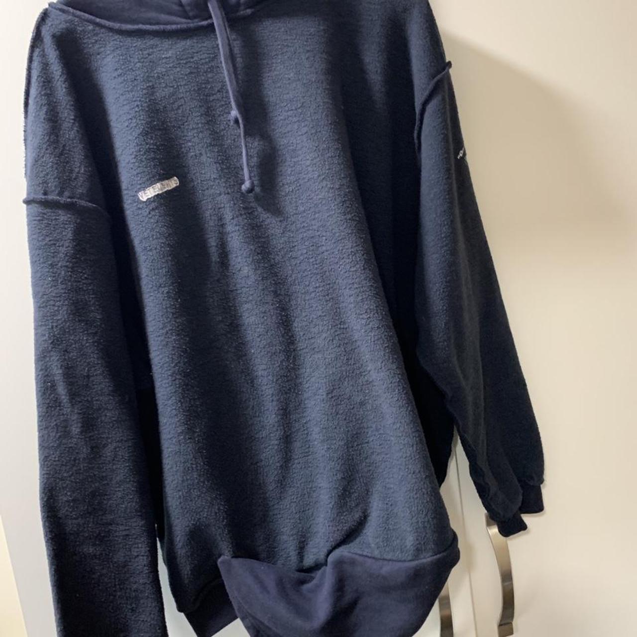 Vetements Inside Out Shark Logo Hoodie Navy EZ Depop