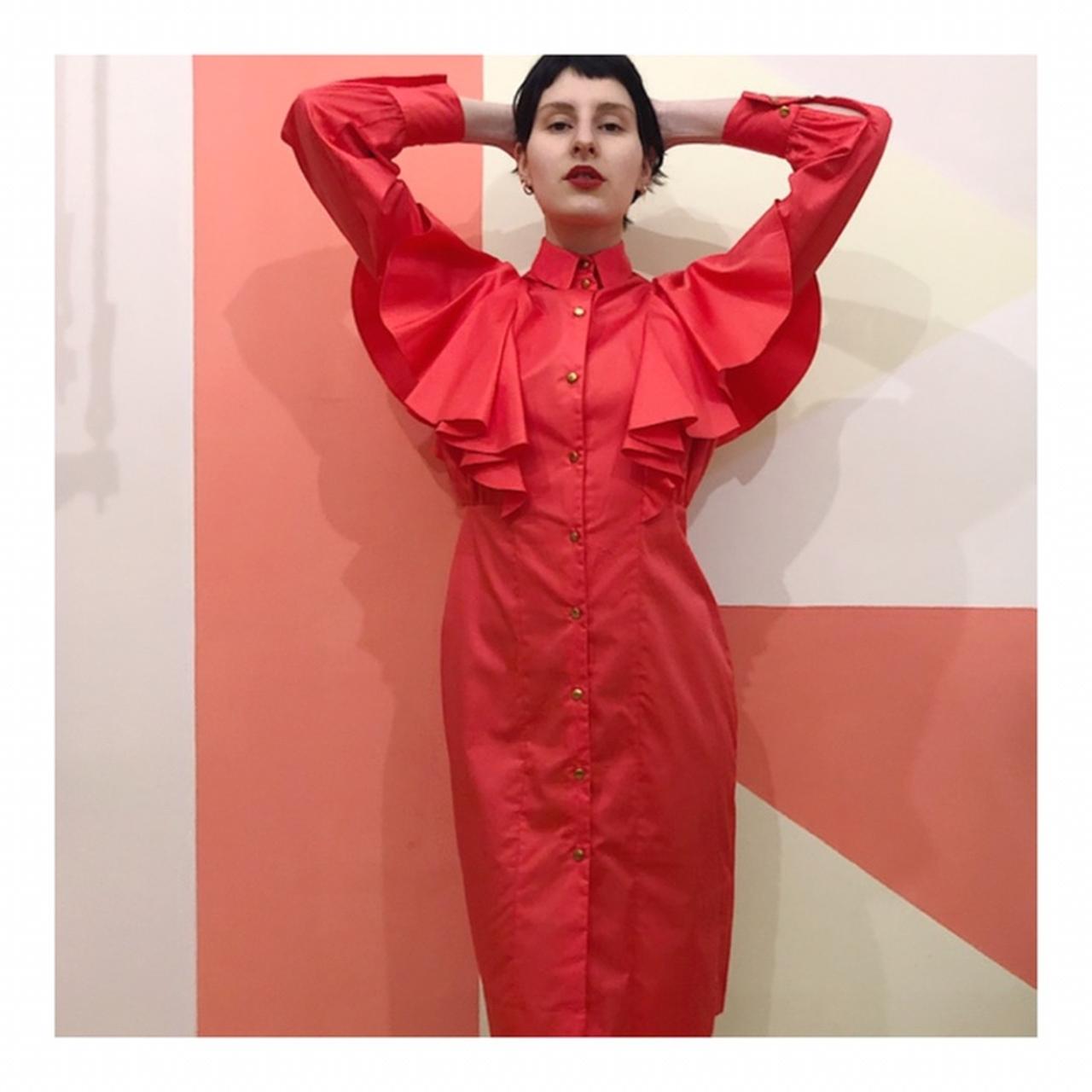 ABITO CON ROUGES COLOR CORALLO, IN COTONE,... Depop