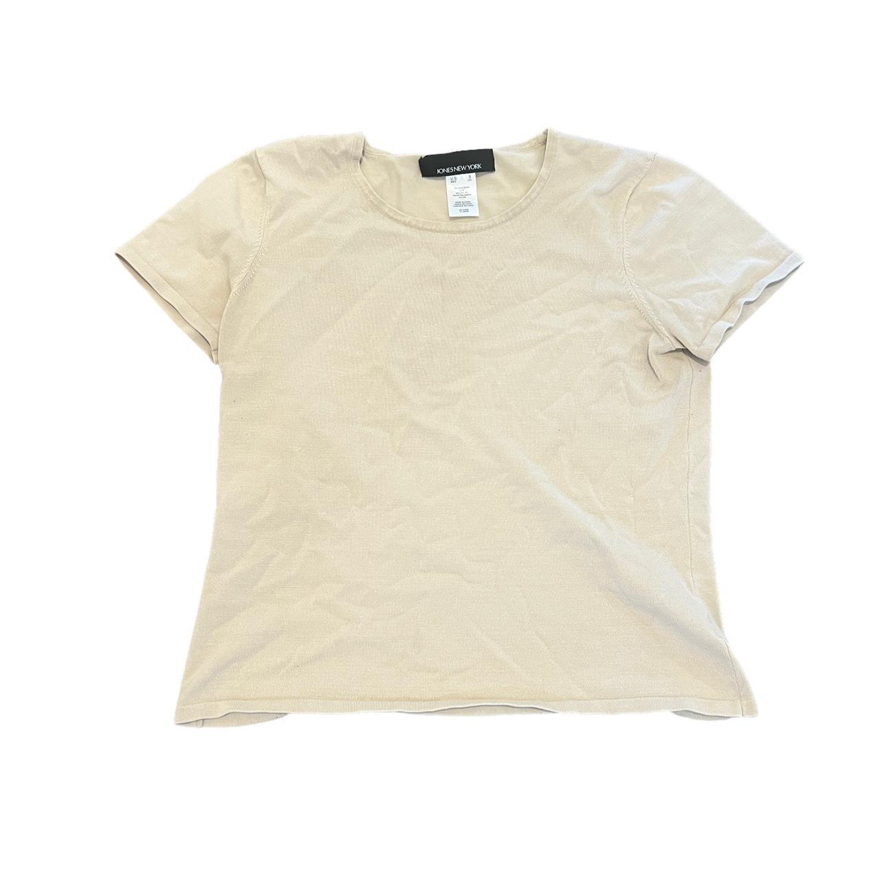 Jones New York Women's Cream and Tan Shirt | Depop