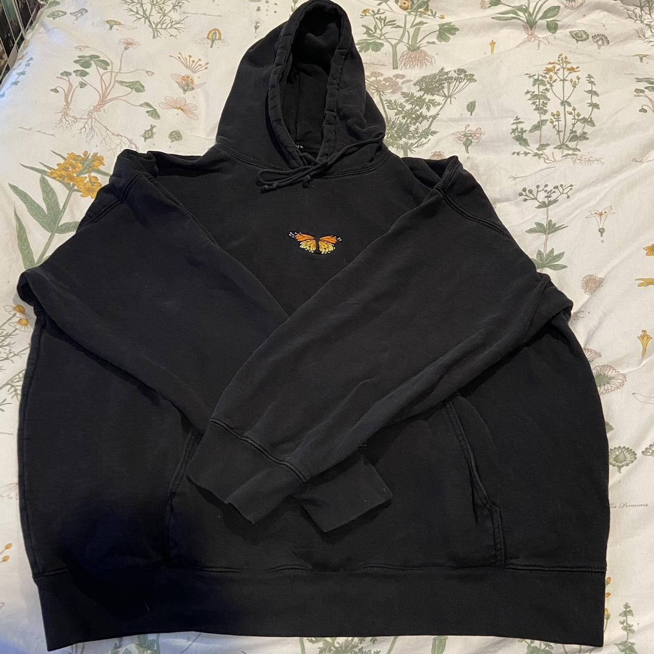 Brandy Melville Black Sweatshirt Butterfly Hoodie One Size